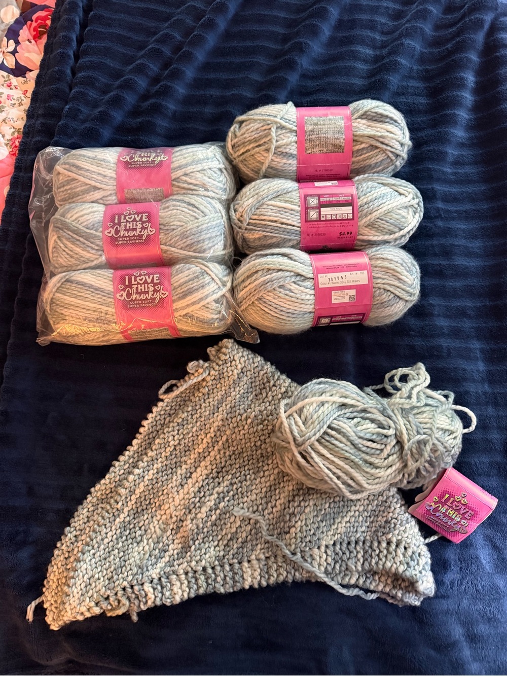 I Love This Chunky Yarn Skeins - Light Gray/Blue